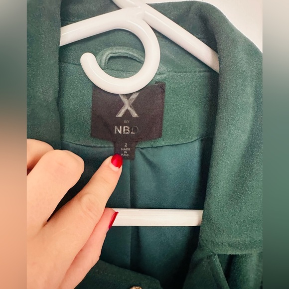 Revolve X NBD Green Leather Belted Dress Jacket Pockets Size 2 - Picture 7 of 14